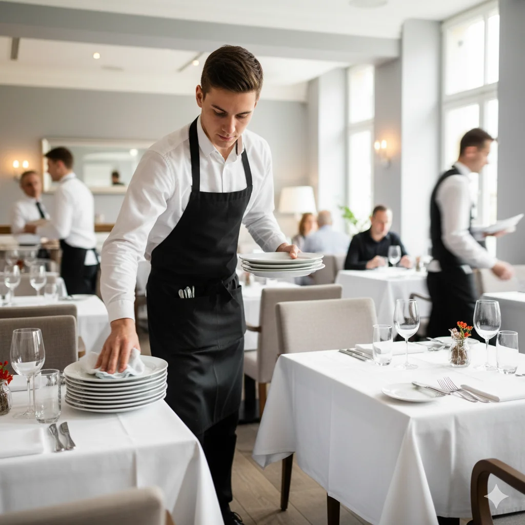 Restaurant team during dinner service