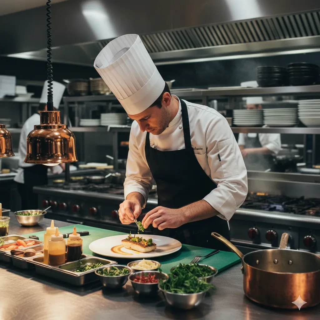 Kitchen staff at the pass