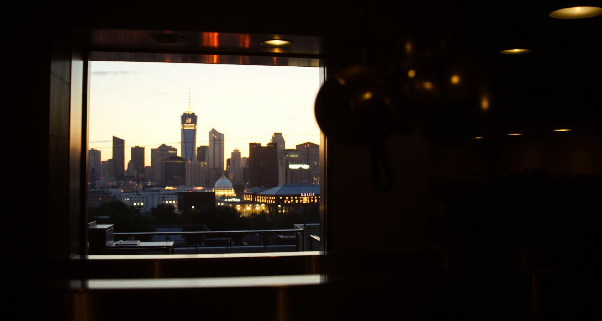Dallas skyline with Reunion Tower behind a steakhouse kitchen pass — DishwasherHero+ on-demand BOH staffing