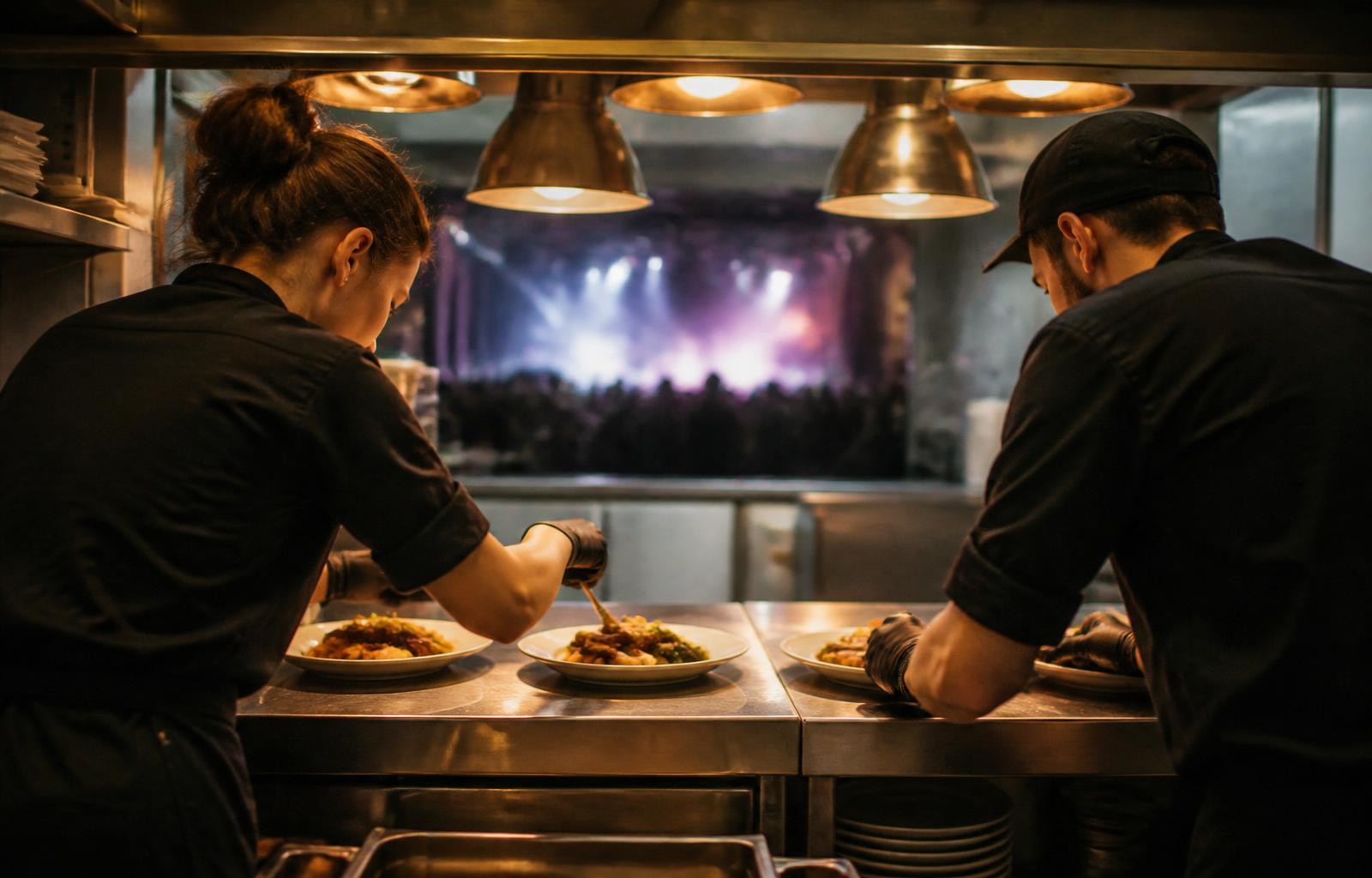 Entertainment Venues kitchen staffing — DishwasherHero+ back-of-house team in action