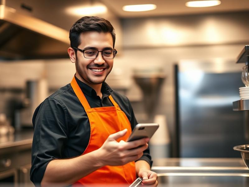 Kitchen worker preparing food
