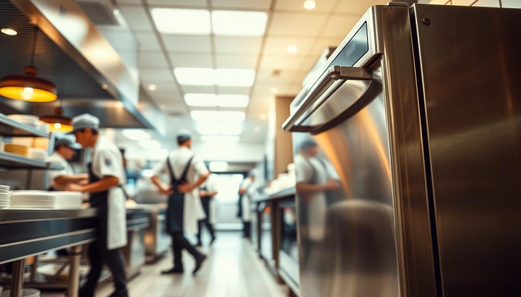 dishwasher in restaurant kitchen